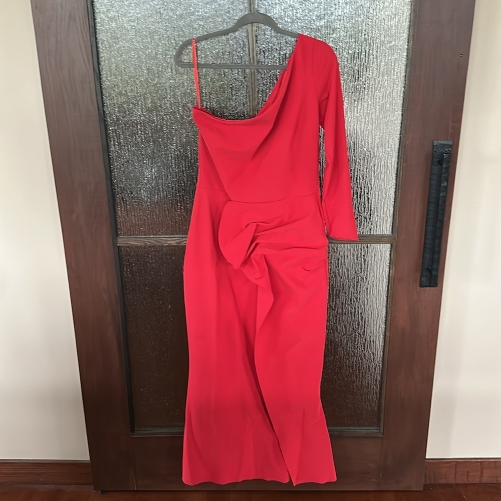 Chiara Boni Kimina Gown Elegant Red One-Shoulder Dress size 48 or US size 12 - Picture 8 of 13